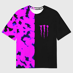 Женская футболка оверсайз Monster energy neon camo