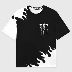 Женская футболка оверсайз Monster energy белый огонь