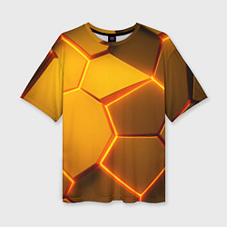 Футболка оверсайз женская Желтые неоновые соты - текстура, цвет: 3D-принт