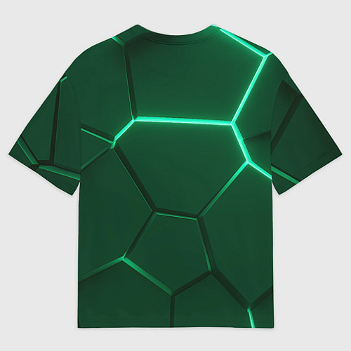 Женская футболка оверсайз Зеленые плиты с неоном / 3D-принт – фото 2