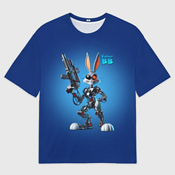 Футболка оверсайз женская Cyborg Bugs Bunny with a gun - ai art fantasy, цвет: 3D-принт