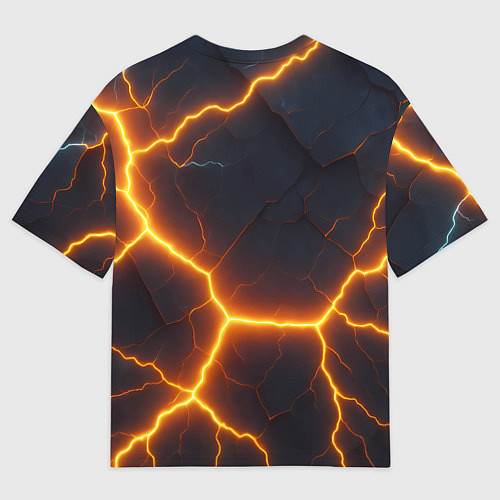 Женская футболка оверсайз Молнии и черные объемные плиты / 3D-принт – фото 2