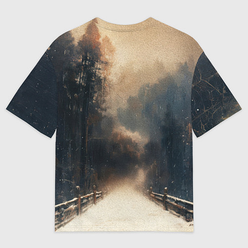 Женская футболка оверсайз Дорога к Японскому храму / 3D-принт – фото 2