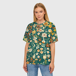 Футболка оверсайз женская Нежный цветочный паттерн, цвет: 3D-принт — фото 2