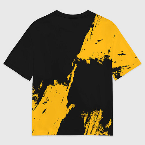 Женская футболка оверсайз Голден Стэйт Уорриорз - брызги желтой краски / 3D-принт – фото 2