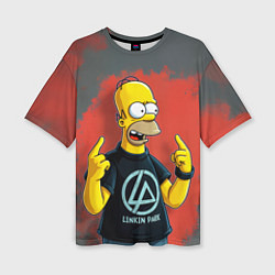 Футболка оверсайз женская Гомер в футболке Linkin Park, цвет: 3D-принт