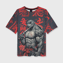 Футболка оверсайз женская Антропоморфная черепаха воин - нейроарт, цвет: 3D-принт