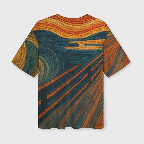 Женская футболка оверсайз Котик Крик - вязаный нейроарт / 3D-принт – фото 2