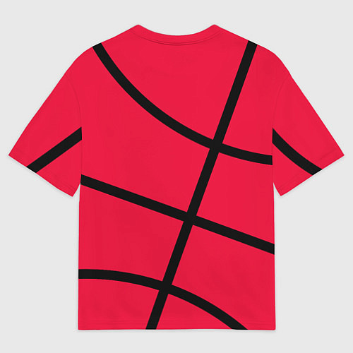 Женская футболка оверсайз Хьюстон Рокетс - текстура малинового мяча / 3D-принт – фото 2