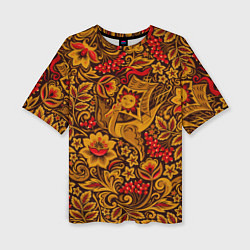 Футболка оверсайз женская Летучий корабль в стиле хохломской росписи, цвет: 3D-принт