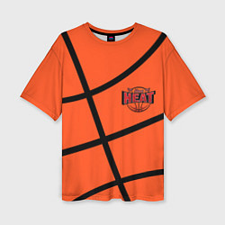 Футболка оверсайз женская Майами Хит - баскетболная разметка, цвет: 3D-принт