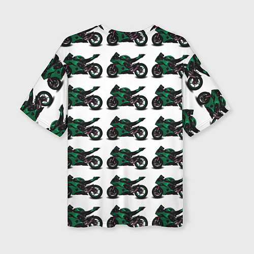 Женская футболка оверсайз Motorbike dark green / 3D-принт – фото 2