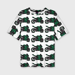 Футболка оверсайз женская Motorbike dark green, цвет: 3D-принт