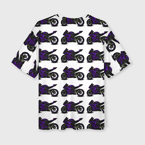 Женская футболка оверсайз The motorcycle is dark purple / 3D-принт – фото 2