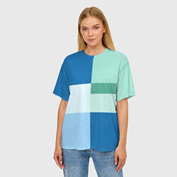 Футболка оверсайз женская Мятное небо колор-блок, цвет: 3D-принт — фото 2