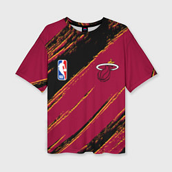 Футболка оверсайз женская Майами Хит - цвета команды, цвет: 3D-принт