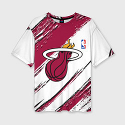 Футболка оверсайз женская Майами Хит - линии с потертостями, цвет: 3D-принт