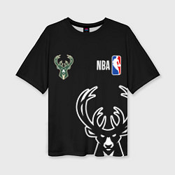 Футболка оверсайз женская Милуоки Бакс - большой лого, цвет: 3D-принт