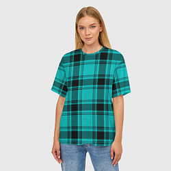 Футболка оверсайз женская Checkered blue, цвет: 3D-принт — фото 2