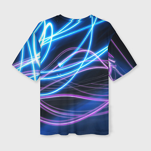Женская футболка оверсайз Неоновая абстракция на темном / 3D-принт – фото 2
