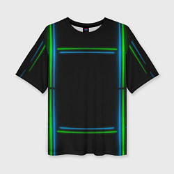 Женская футболка оверсайз Neon green light blue