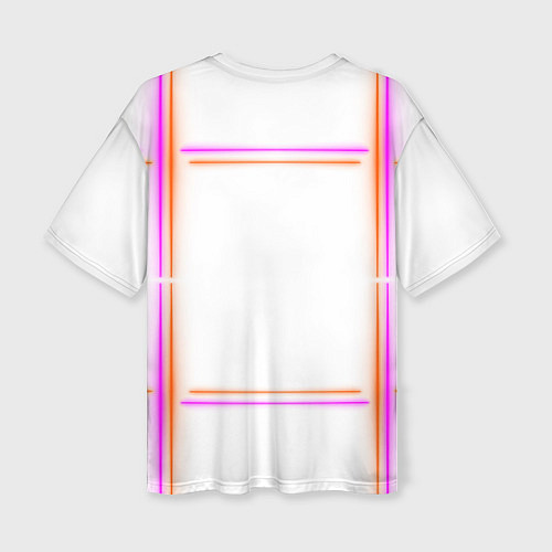 Женская футболка оверсайз Neon white orange pink / 3D-принт – фото 2