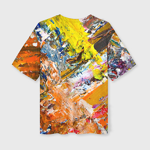 Женская футболка оверсайз Живая Абстракция: Поток Цветов и Форм в Постоянном / 3D-принт – фото 2