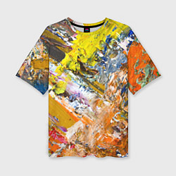 Футболка оверсайз женская Живая Абстракция: Поток Цветов и Форм в Постоянном, цвет: 3D-принт