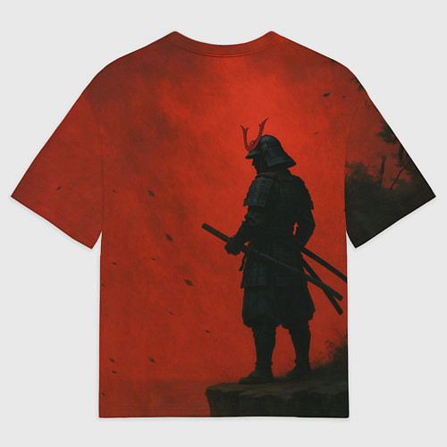 Женская футболка оверсайз Ghost of Tsushima - алый / 3D-принт – фото 2
