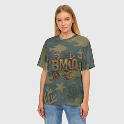 Футболка оверсайз женская ВМФ старые буквы, цвет: 3D-принт — фото 2