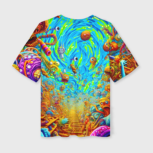 Женская футболка оверсайз Кошмарный сон Рика Санчеса - нейроарт фантазия / 3D-принт – фото 2