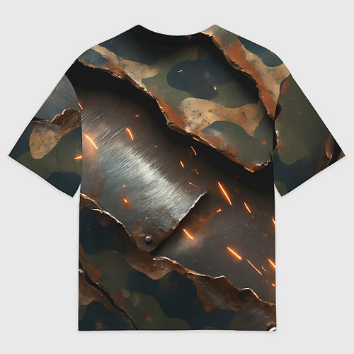 Женская футболка оверсайз ВМФ медведь у штурвала на фоне камуфляжа / 3D-принт – фото 2