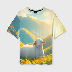 Футболка оверсайз женская Овечка в цветочной долине, цвет: 3D-принт