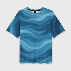 Футболка оверсайз женская Камуфляжные синие волны, цвет: 3D-принт