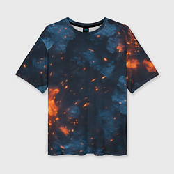 Футболка оверсайз женская Синий камуфляж с искрами, цвет: 3D-принт
