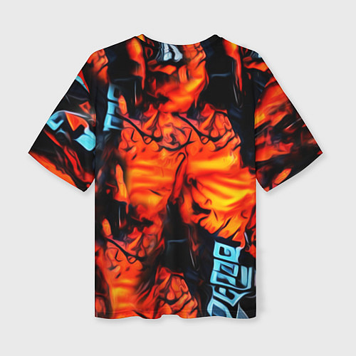 Женская футболка оверсайз Абстрактная текстура рыжего пламени / 3D-принт – фото 2