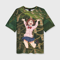 Женская футболка оверсайз Сиратори Айра испуганная в полете