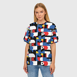 Футболка оверсайз женская Геометрия букв, цвет: 3D-принт — фото 2
