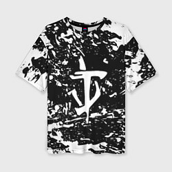 Футболка оверсайз женская Doom краски белые штрихи, цвет: 3D-принт