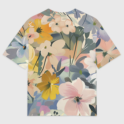 Женская футболка оверсайз Цветы цветочки / 3D-принт – фото 2
