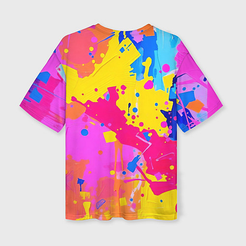 Женская футболка оверсайз Яркие пятна акриловой краски на стене / 3D-принт – фото 2