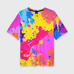 Футболка оверсайз женская Яркие пятна акриловой краски на стене, цвет: 3D-принт