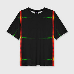 Женская футболка оверсайз Color black green orange stripes