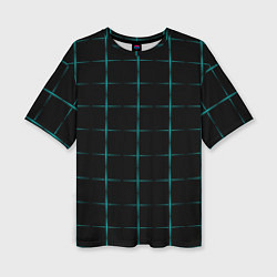 Женская футболка оверсайз Color black blue crosses