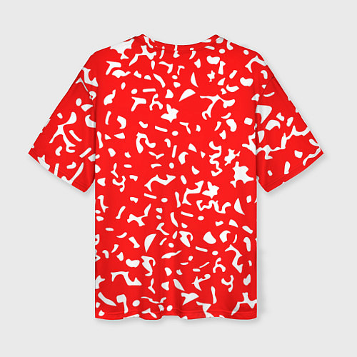 Женская футболка оверсайз Красный яркий камуфляж / 3D-принт – фото 2