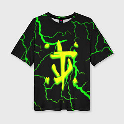 Футболка оверсайз женская Doom кислотный шторм молнии, цвет: 3D-принт