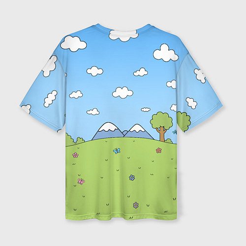 Женская футболка оверсайз Nirvana мультяшный стиль на поляне / 3D-принт – фото 2