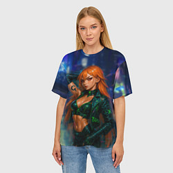 Футболка оверсайз женская Нами киберпанк реализм, цвет: 3D-принт — фото 2