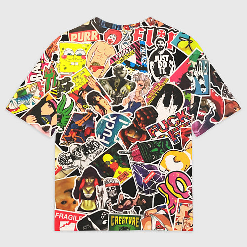 Женская футболка оверсайз Monster energy stikers logo / 3D-принт – фото 2