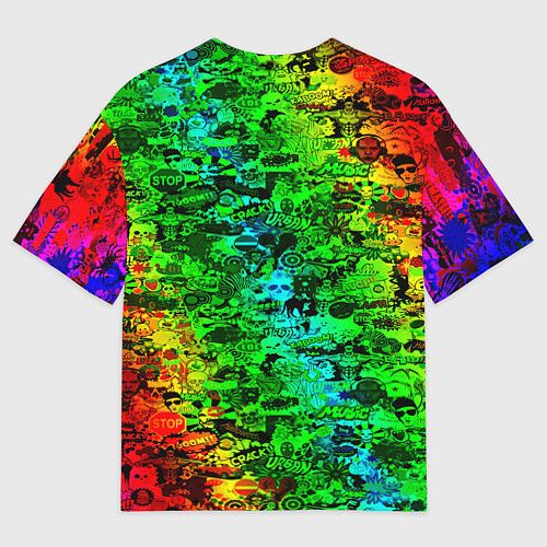 Женская футболка оверсайз Монстер энерджи стикеры / 3D-принт – фото 2